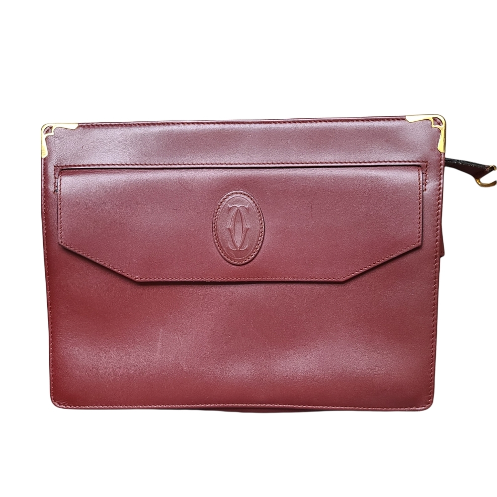 Cartier Burgundy Leather Clutch